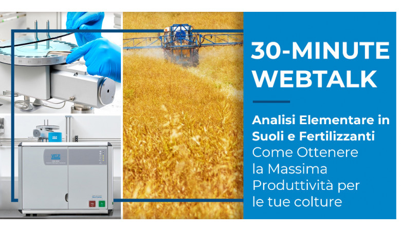 Partecipa al Webinar "Analisi Elementari in Suoli e Fertilizzanti" - Giovedì 18 Maggio